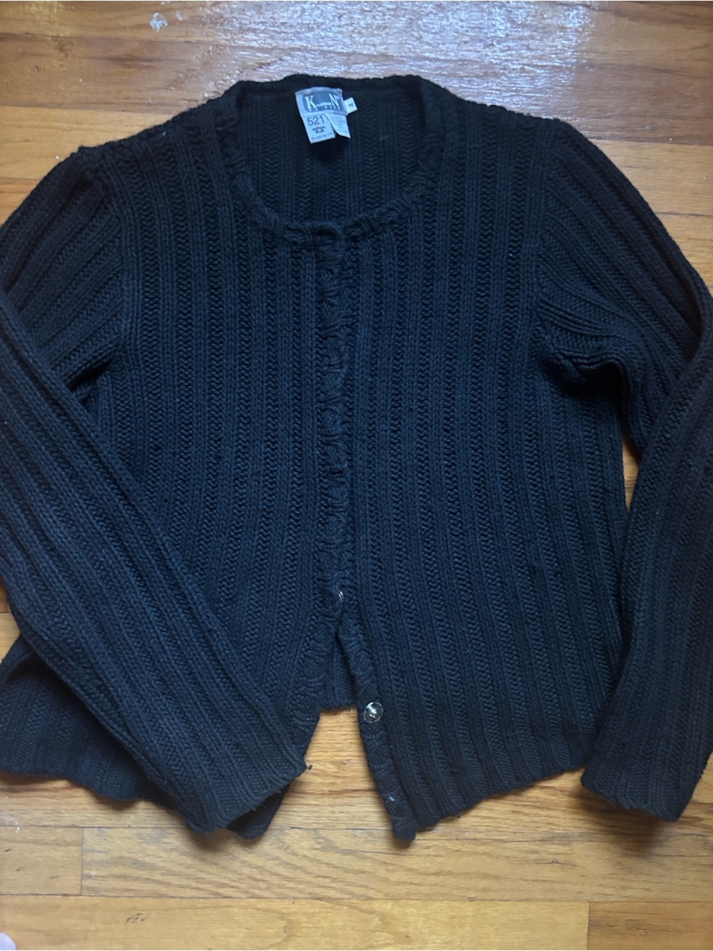 KRISTENSEN DU NORD Black Ribbed Knit Women's Cardigan Sweater